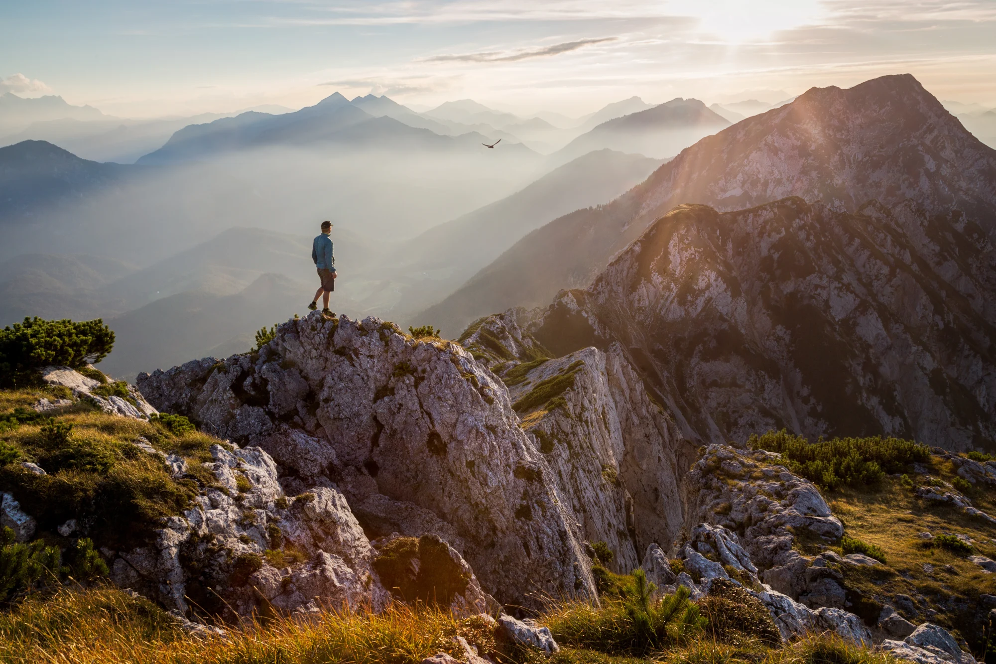 Wanderer in der Bergwelt – Wanderurlaub in den Bergen